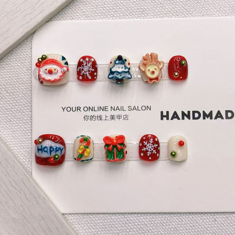 Children's Christmas Nail Art Accessories Fake Nails Festival 2025 New Products 3456789 Years Old Girls Wear Wholesale Children's Christmas Nail Art Accessories Fake Nails Festival 2025 New Products 3456789 Years Old Girls Wear Wholesale