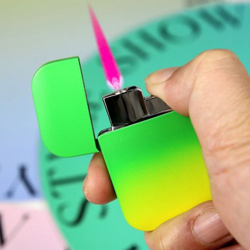 Gradient gas lighter, advanced color ins, gift for boyfriend, pink flame lighter
