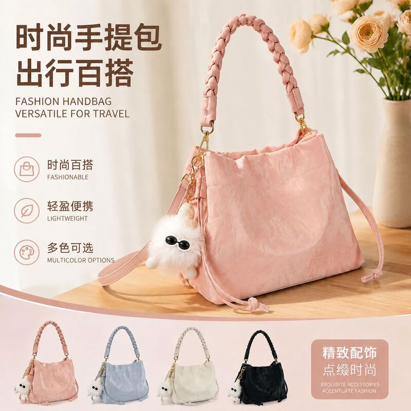 Cross-border casual commuter tote bag for women, new large-capacity single-shoulder canvas bag, simple handbag for shopping