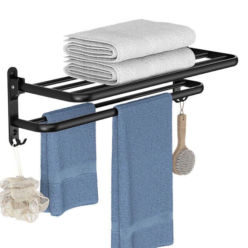 Toalla de baño estante-Baño libre titular en la pared plegable baño toalla Organizador Espacio aluminio al por mayor