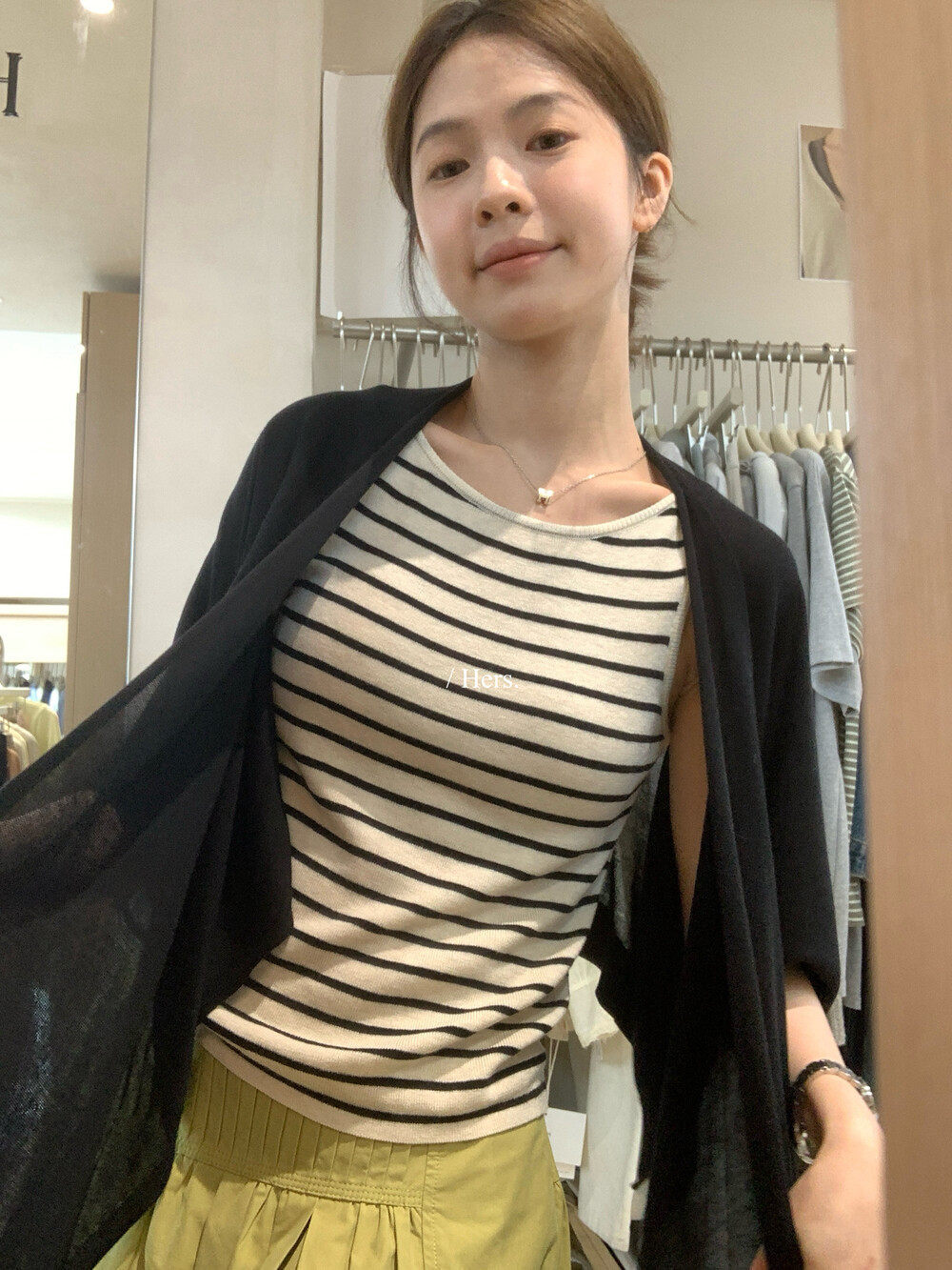 Áo hai dây nữ cổ tròn phong cách Hàn Quốc, chất liệu đan mềm mại, mặc trong hoặc ngoài — xanh đậm, xám đậm, màu đen, Sữa vàng chi tiết 17