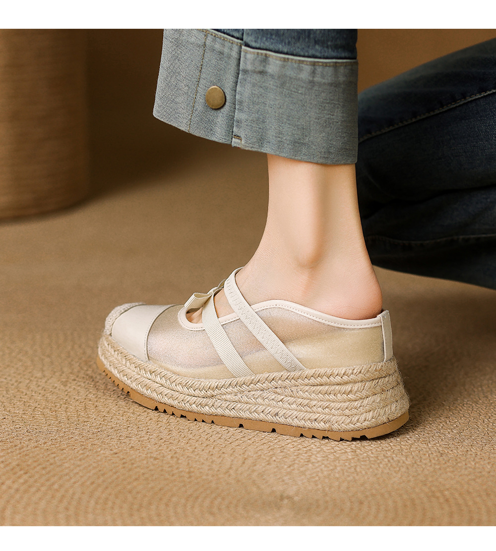 Mule nữ mũi nhọn bít đế xuồng cao gót 5 cm phong cách boho — màu trắng ngà, Chấm bi trắng kem chi tiết 11