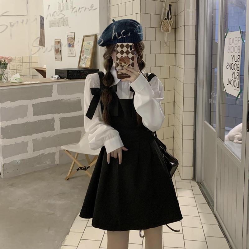 早秋季新款女装套装两件套小个子a字显高连衣裙桔梗法式气质收腰|undefined