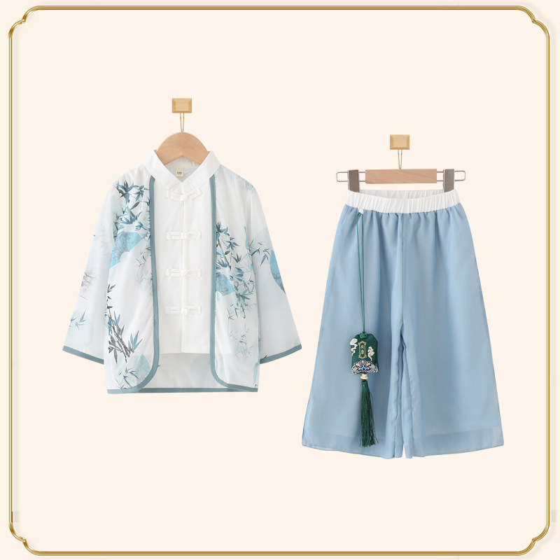 Chinese-style children's Hanfu two-piece set for boys and girls, Tang-style new Chinese retro fashion, suitable for kindergarten and costume performances