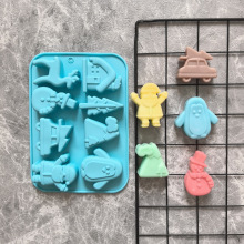 8连鹿圣诞雪人巧克力饼干硅胶模具糖果布丁甜点模具蛋糕烘焙用具