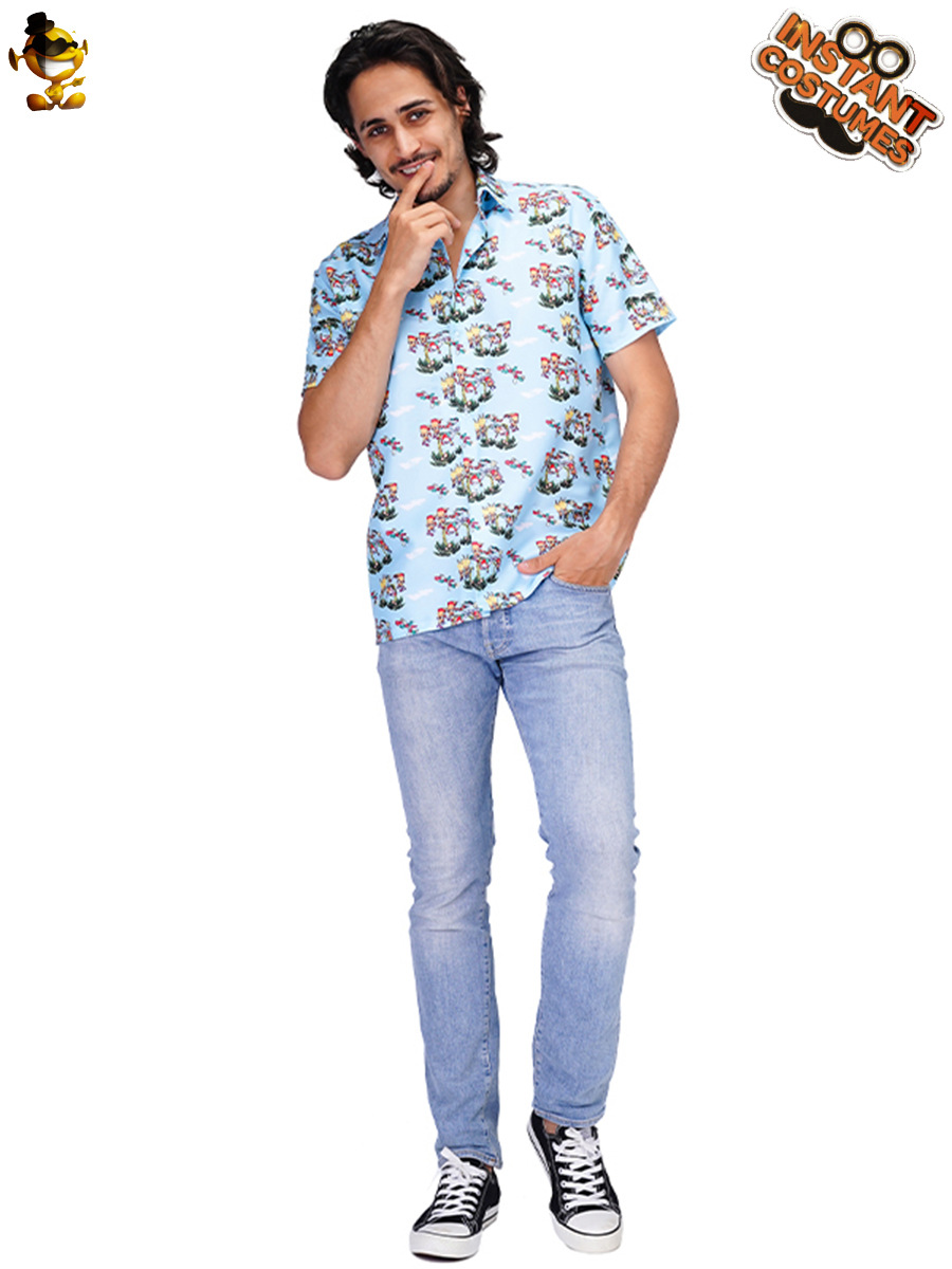 Moda europea y americana hombres adultos guapo color claro impreso camisa Hawaii playa moda casual transfronteriza ropa de hombre