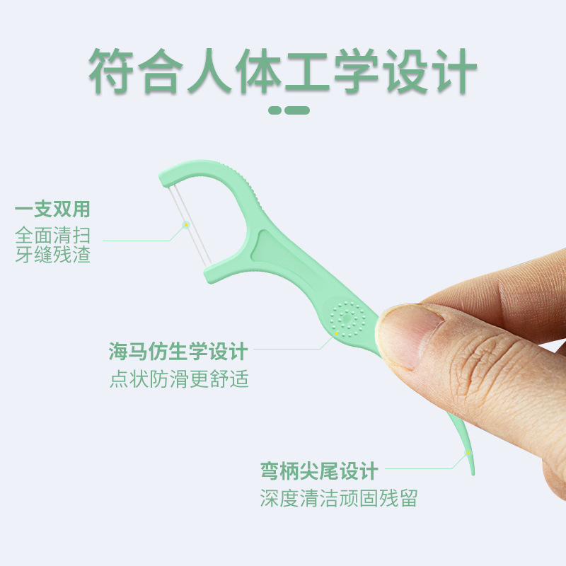 特殊二重糸デンタルフロス、ミントフレーバーフロススティック、使い捨てつまようじ、卸売箱入り|undefined