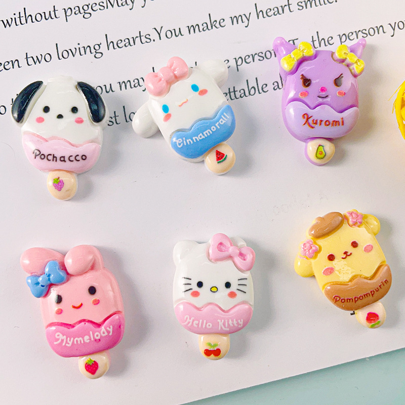 Brillante sanliou paleta de resina accesorios DIY crema pegamento horquilla accesorios para el cabello material al por mayor animal lindo helado