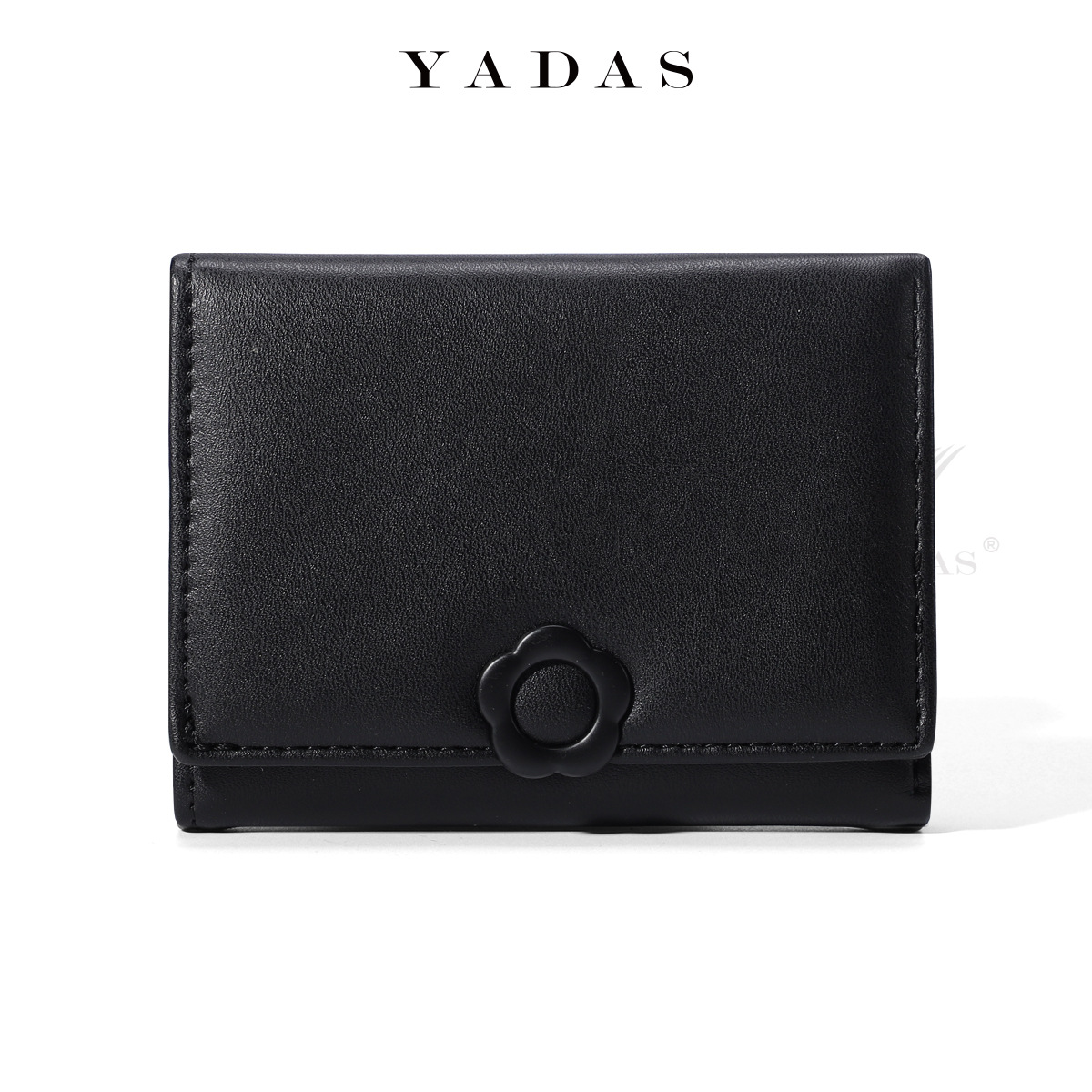 [Botón de flores] YADAS linda bolsa de tarjetas de dama hebilla de moda corta de cuero PU 30 billetera de cambio