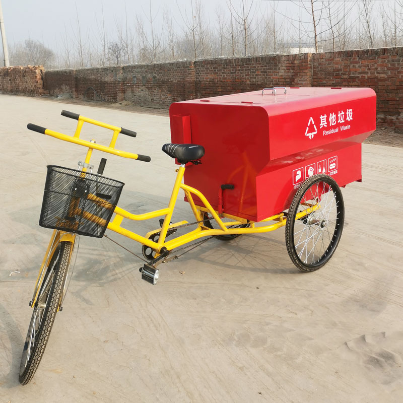 Three-wheeled bike, garbage can stainless steel, (Physicals)