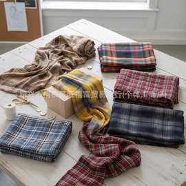 磨毛格子布衬衫英伦格子面料jk半身连衣裙diy手工衣服布料彩色