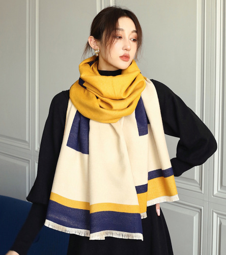 Imitation cashmere scarf autumn and winter new warm scarf women's wholesale double-sided thickened air-conditioning shawl scarf mid-length