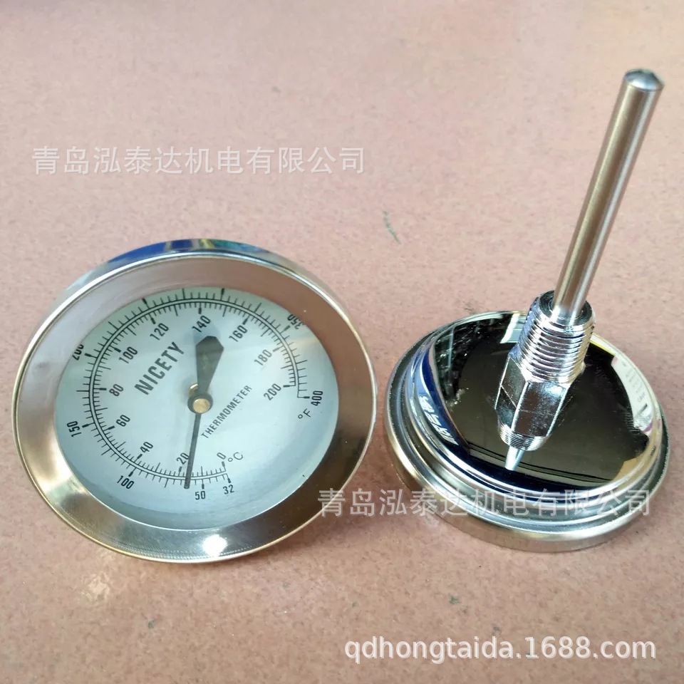 高精度双金属温度计径轴向不锈钢防腐耐震锅炉管道工业温度表50-2