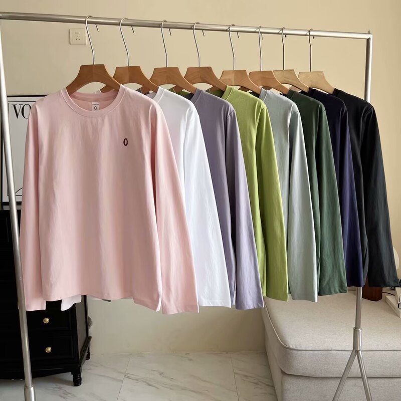 Selection element women's autumn new 100 cotton base solid color crew neck small label Joker base shirt T-shirt tide