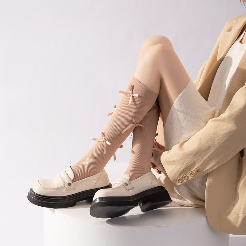 Calcetines de pantorrilla de ballet de primavera y otoño de terciopelo hasta la rodilla arco largo Lolita anchora calcetines de presión roja