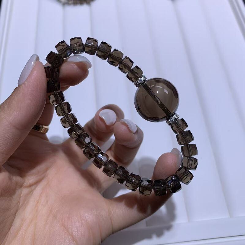 Natural Tea Crystal Bracelet, Ice-Type Smoky Quartz Tea Crystal Faceted Bracelet, New Popular Style for Men and Women, Gift for Best Friend or Girlfriend