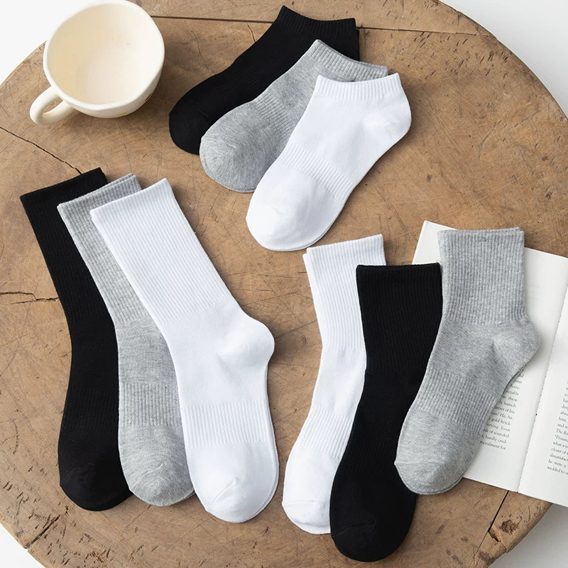 Men's Long Socks, Women's Autumn and Summer Trendy Solid Color Socks, Spring and Autumn Long Socks, White Cotton Socks, Men's Mid-Calf Socks