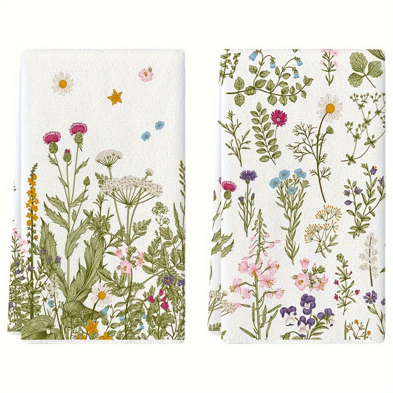 Amazon Cross-Border Multifunctional Tea Towel with Spring Floral Print, Kitchen Towel, Dishwashing Towel, Absorbent, Reusable, Gift
