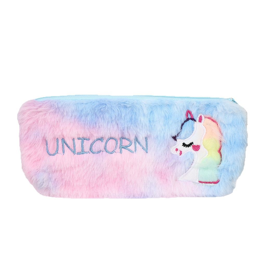 Nuevo bolso de pluma de peluche Gradiente Tie Tie Tie Tie Bag Papelería Unicornio Papelería Bolsa de almacenamiento creativa transfronteriza Regalos para niños