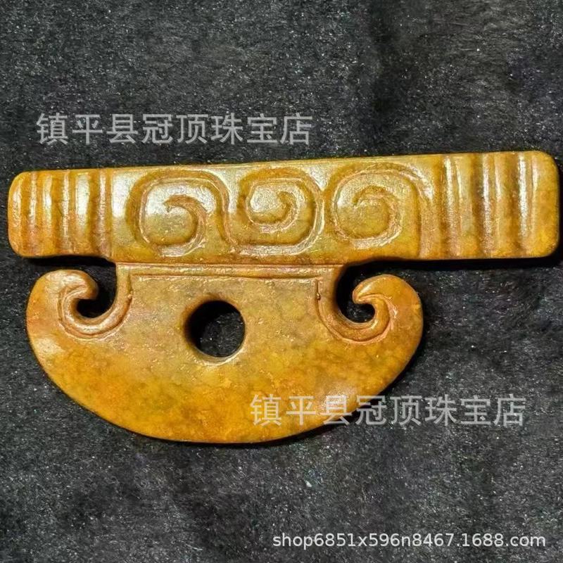 批发高古玉老玉岫玉高仿古董仿古玉器明清战汉岫玉做旧玉佩挂件|undefined