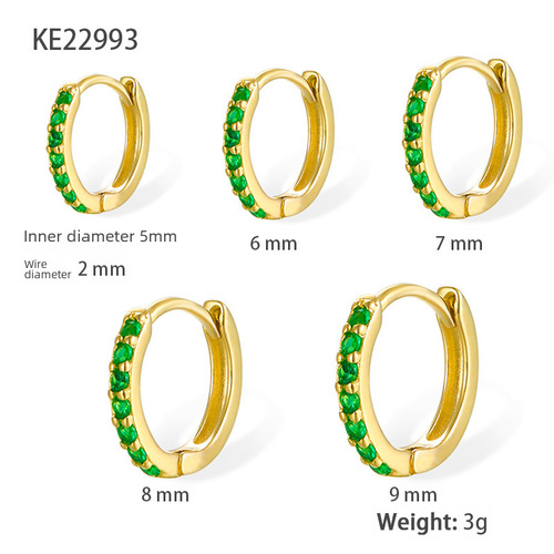 S925 Sterling Silver Earrings Geometric Simple Hoop Earrings Round Stud Earrings Zircon Diamond-Inlaid High-End Style Instagram Trendy Cross-Border European and American