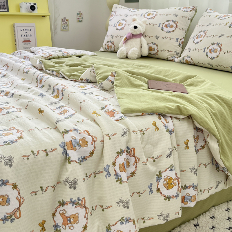 Edredón fresco de verano de algodón de espuma, edredón fino, lavable a máquina, dormitorio individual y doble, edredón de primavera y otoño, edredón de aire acondicionado, edredón de verano