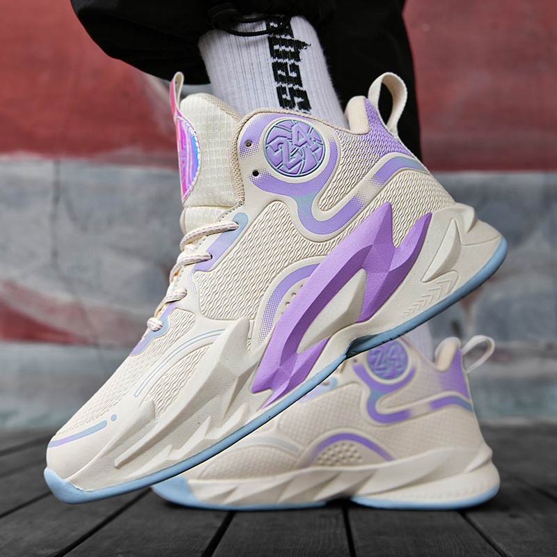 Leder High Top Basketballschuhe Herren Gummisohlen Zementboden Sneakers Jugendschuhe Studenten Sneakers Herren_voghion.com