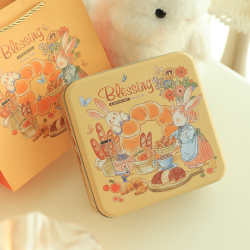 17cm square biscuit box square tinplate box gift box tin box companion gift box