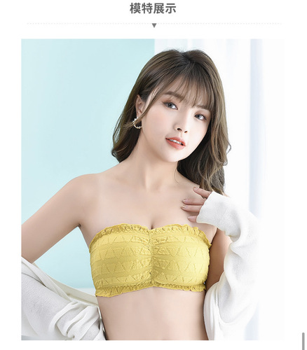 Summer one-word wrap chest lace vest girl student strapless underwear anti-exposure tube top bottoming vest for women