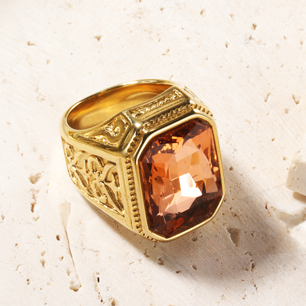 Fashion Geometric Titanium Steel Diamond Rings 1 Piece