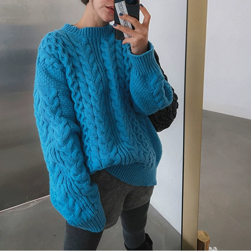 South Korean fashionable goods, solid sweater, increased thickness, plus size, mid length