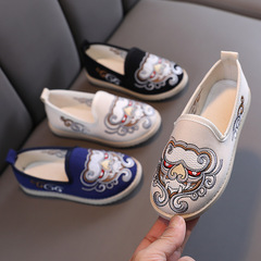 新款兒童布鞋男童漢服鞋子中國風古裝唐裝演出鞋老北京寶寶繡花鞋