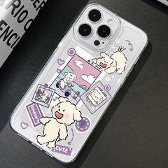 Small white dog iPhone 14 Pro Max case 13 Pro transparent 12 cute 11 cartoon Xs new 15