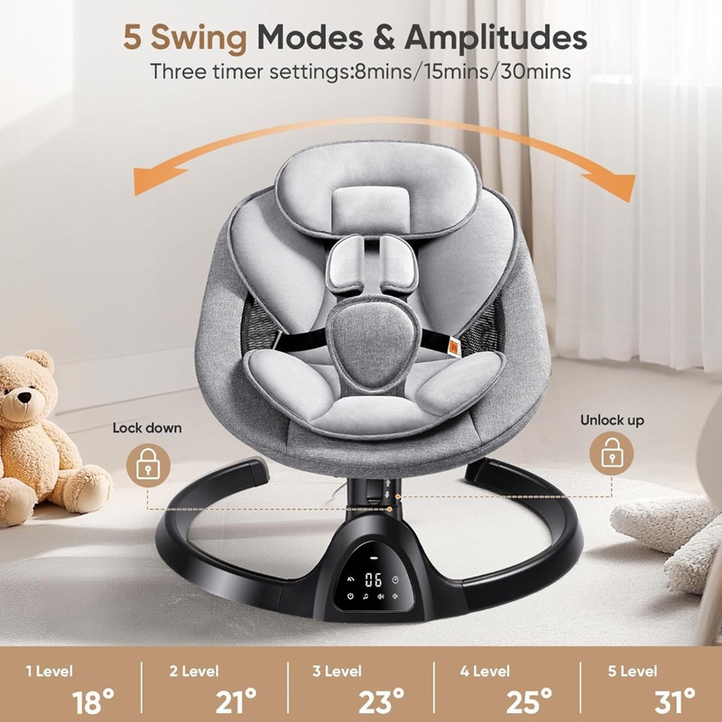 Bb Foldable Portable Baby Electric Rocking Chair Soothing Artifact Baby Sleep Comfort Chair Recliner Bouncy Chair
