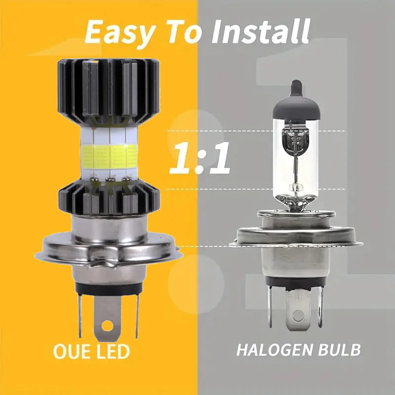 Motorcycle Eight-Sided Led Single-Claw H4 Three-Sided Cob Light Headlight Modification Front Headlight
