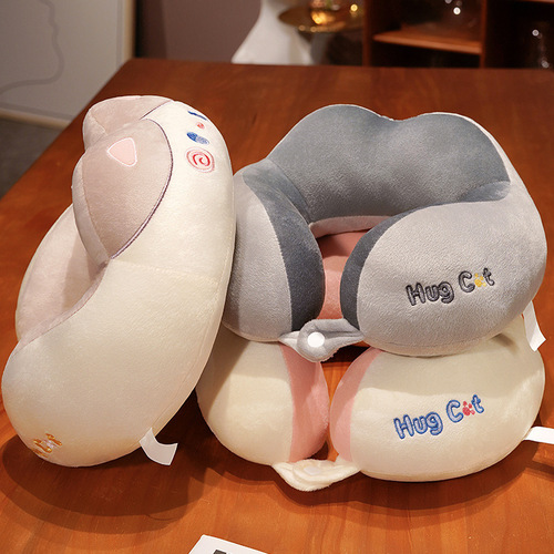 Cat U-shaped pillow, neck pillow, aircraft neck cervical vertebra headrest, adult neck pillow, student portable U-shaped pillow