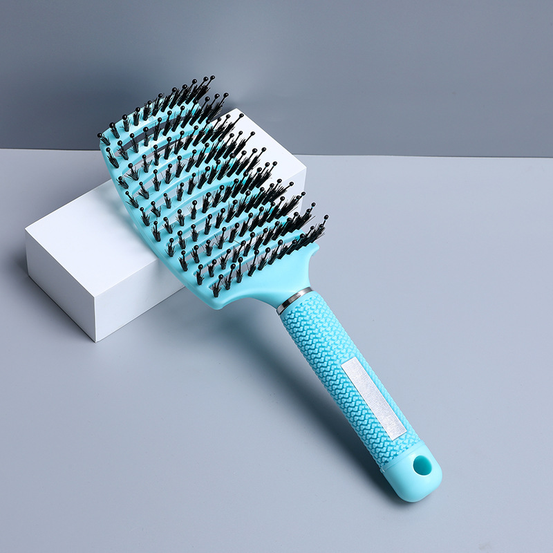 Peine curvo grande para mujer, peine de peluquería de dientes largos y anchos, peine de peinado de pelo rizado esponjoso, peine de masaje de costillas curvas de melena antiestática