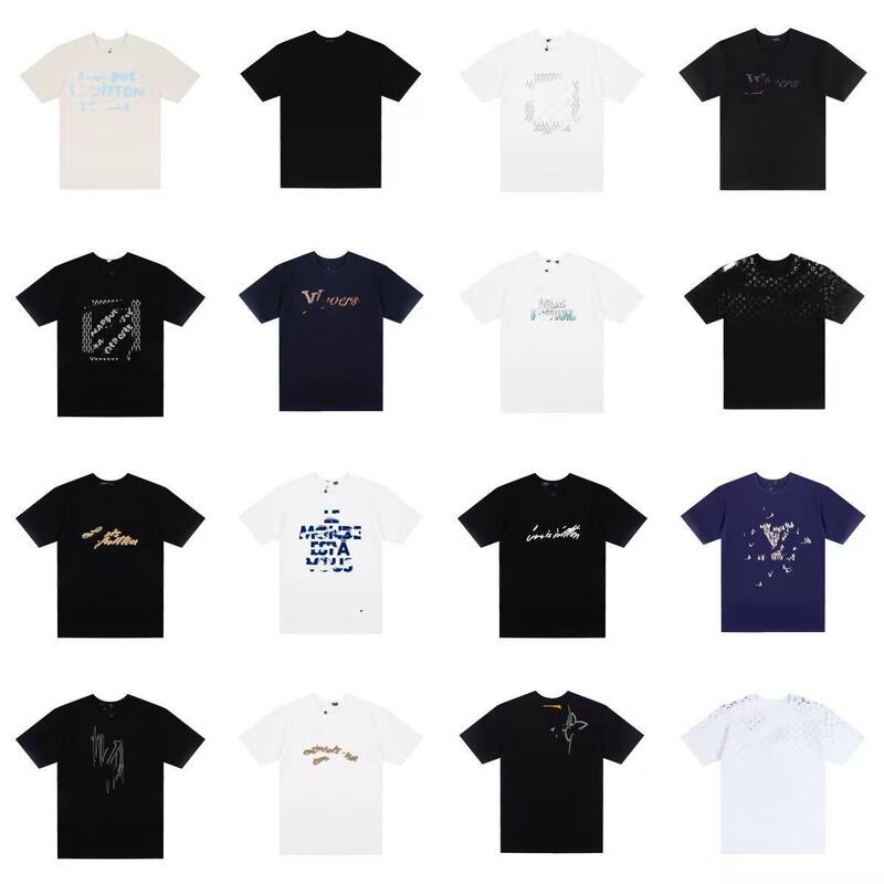 25Ss Lv Fashion Short-Sleeve Trendy Brand Classic Style Unisex T-Shirt Breathable Cotton Loose Fit