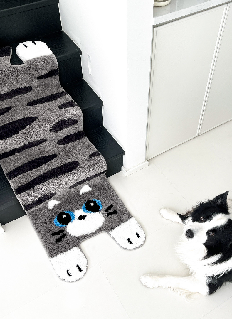 Original Design Cat Carpet Flocking Living Room Carpet Cute Ins Style Bedroom Bedside Blanket Non-Slip Absorbent Mat