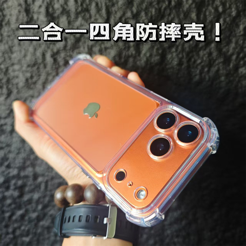iPhone17promax用ケース、四隅エアバッグ付き耐衝撃、Apple16アクリル15保護カバー、越境対応|undefined