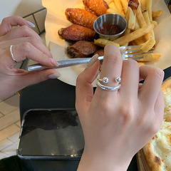 Happy Sunny Smiling Ring for Women - Simple, Unique, Design-Focused, Smiling Expression Round Bead Ring with Openable Adjustment for Index Finger