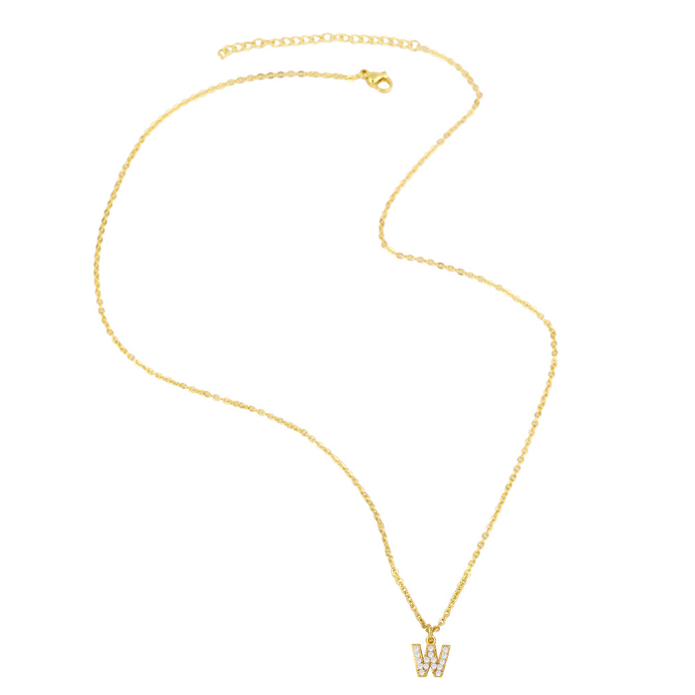 popular geometric inlaid zircon 26 letter creative copper necklace jewelry