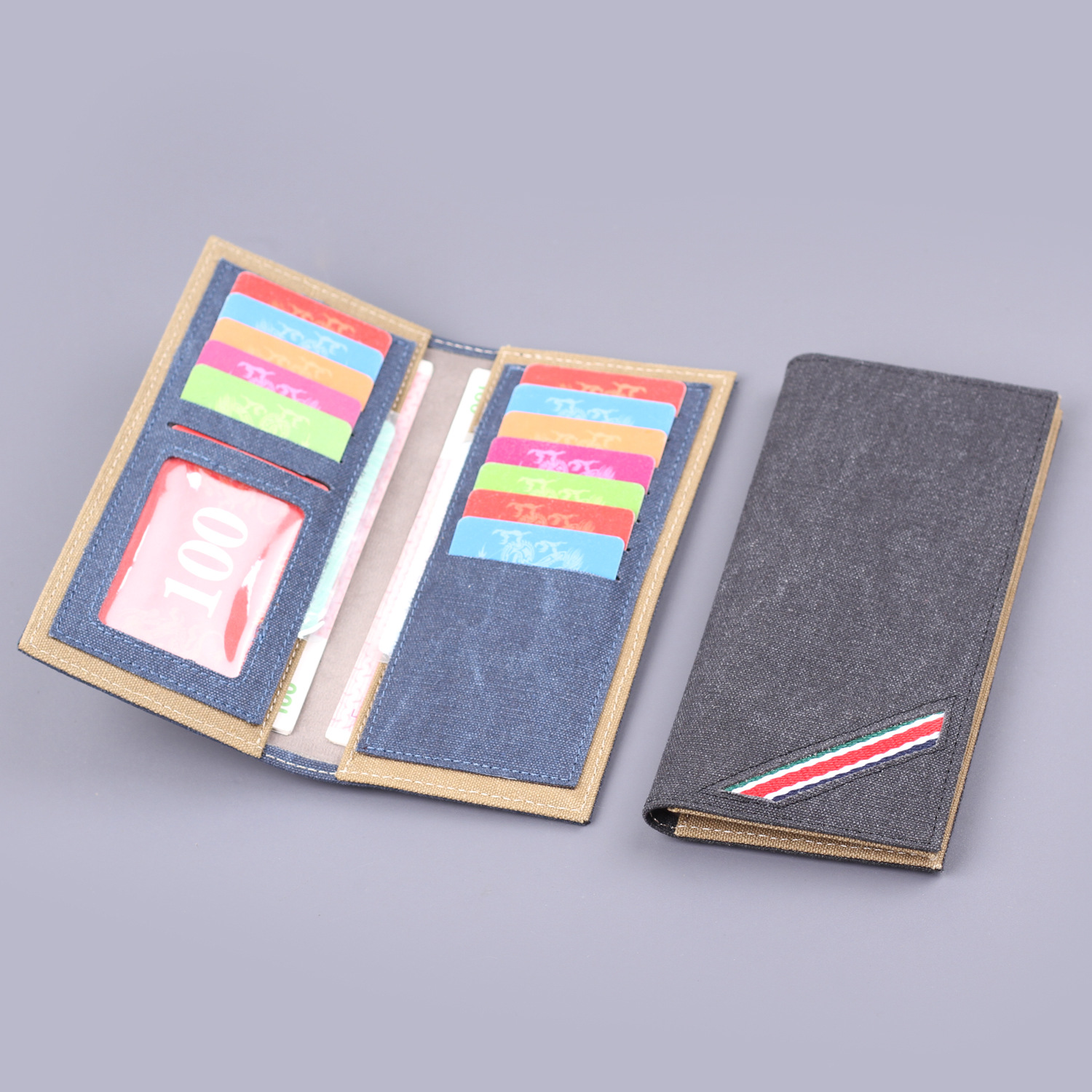 Canvas larga cartera de hombre simple cartera de hombre cartera delgada transfronteriza cartera de hombres cartera de mujeres