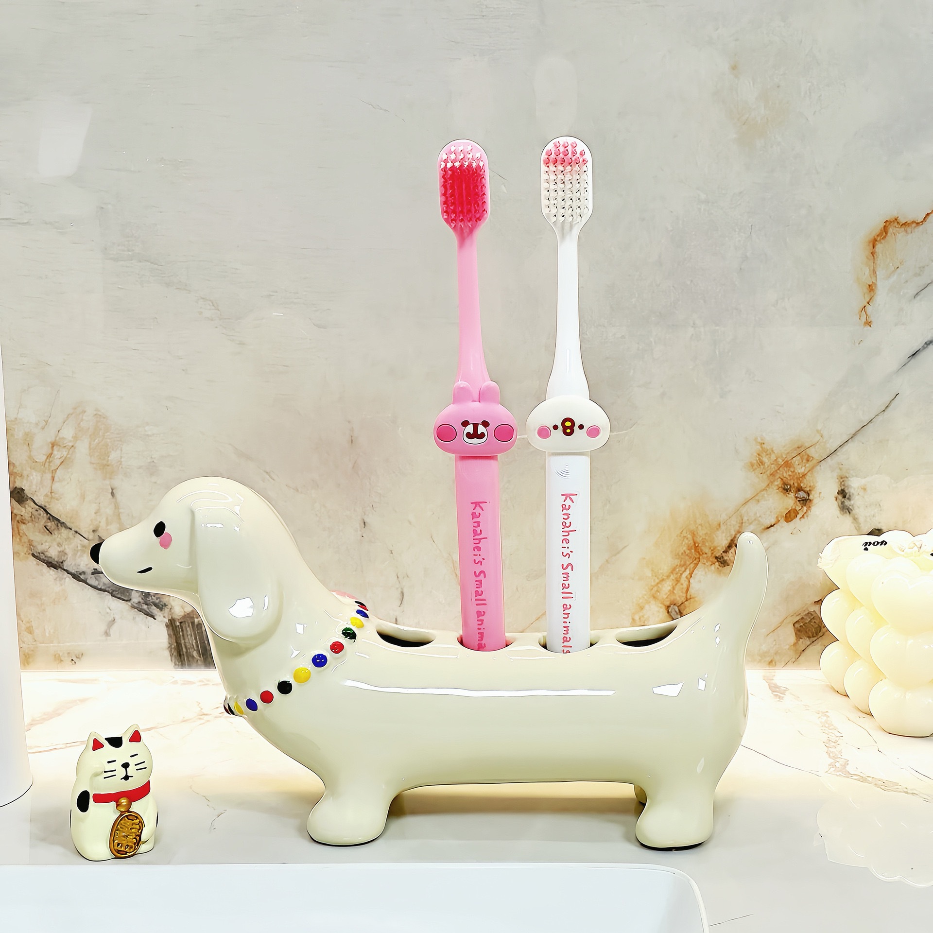Caricatura salchicha perro cepillo de dientes estante de cepillo de dientes de baño práctico base de cepillo de dientes almacén de cepillo de dientes manual