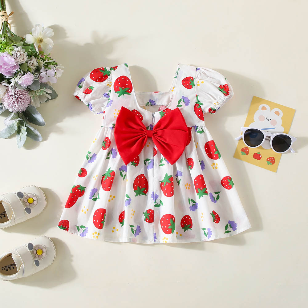 Summer small princess costume with bow girl's