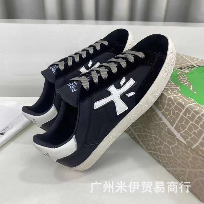 2024 new sports casual shoes round toe lace-up leather lovers shoes European and American plus size jogging shoes casual skate shoes