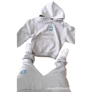 New Autumn and Winter Trendy Brand Fashion Printed Pullover Long-Sleeved Hooded Sweatshirt Suit Men's Casual Versatile Jacket Trendy