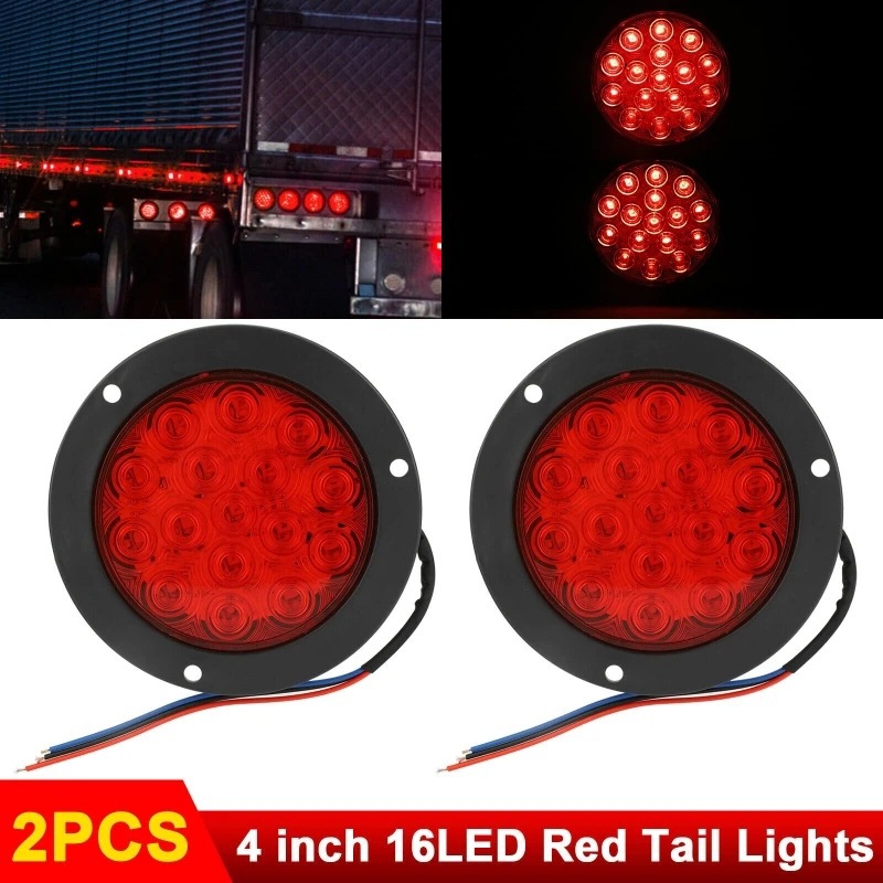 Cross-Border Foreign Trade 12V24V Universal Voltage 14cm Round Led Truck Tail Light 16Led Red Yellow White Tail Light