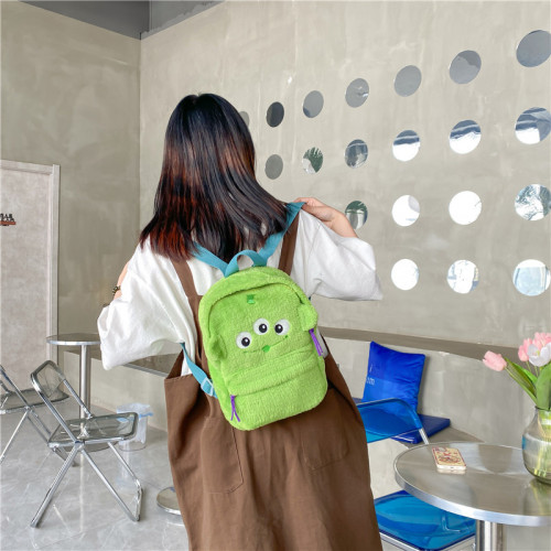 Japanese ins furry girl heart large capacity backpack  new cartoon cute parent-child travel backpack