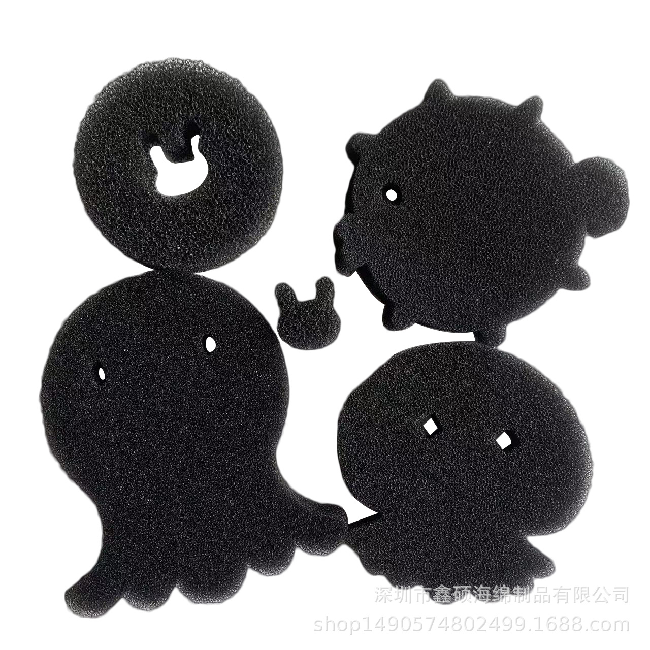 黑色爆破洗衣粘毛35ppi过滤棉动物形状海绵片 防尘过滤棉块